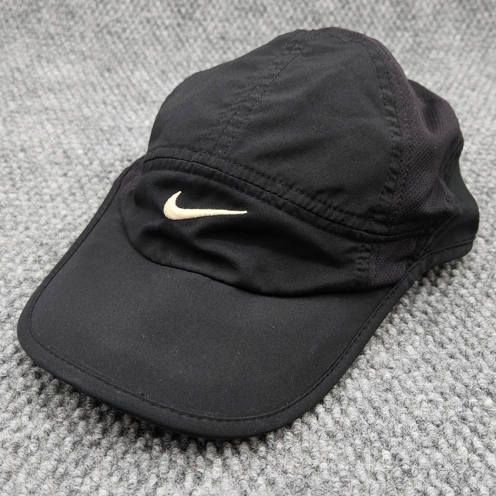 Nike Black Dri-FIT Featherlight Tailwind Running Hat Mesh Performance Panel‎ Cap